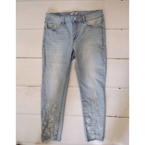 Kensie light wash ankle embroidered jeans women size 6